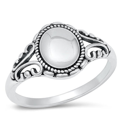 Sterling Silver Oxidized Spring Round Shape Ring