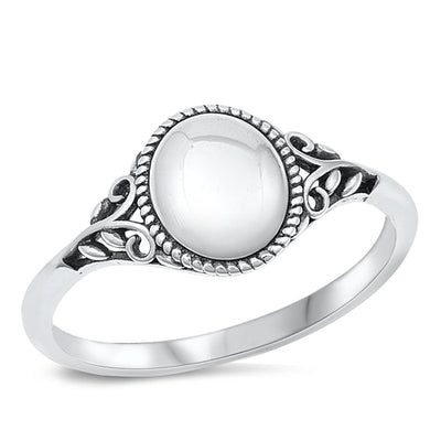 Sterling Silver Oxidized Spring Round Shape Ring