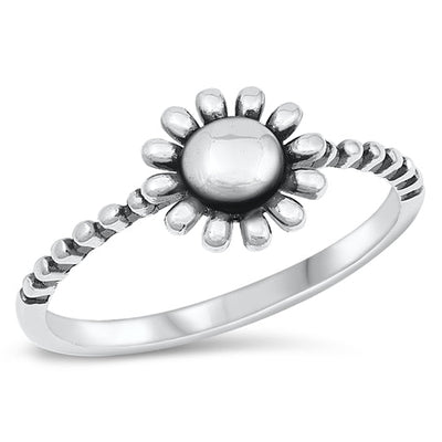 Sterling Silver Oxidized Sunflower Shape Ring
