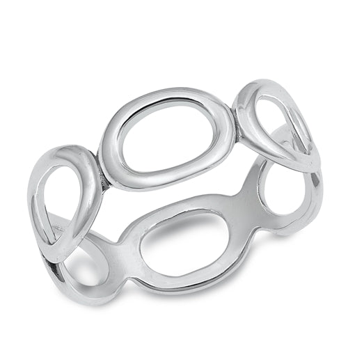 Sterling Silver High Polish 7.6mm Large Circle Link Ring