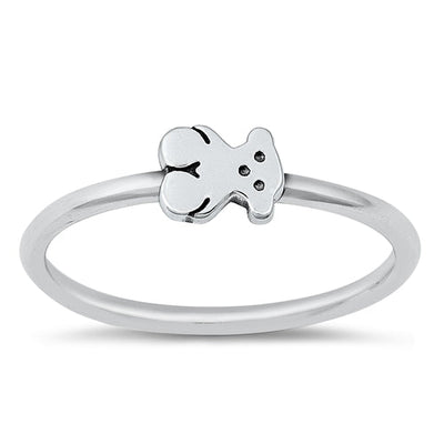 Sterling Silver Oxidized Teddy Bear Ring