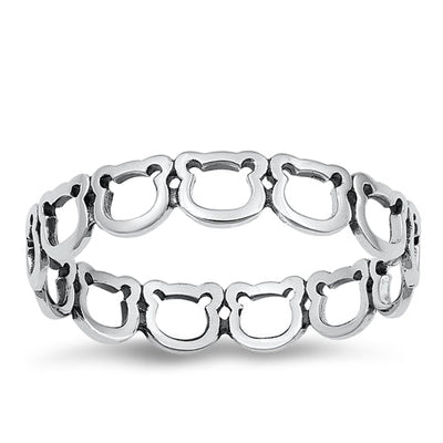 Sterling Silver Oxidized Bears Ring
