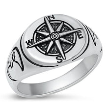 Load image into Gallery viewer, Sterling Silver Oxidized Compass Ring