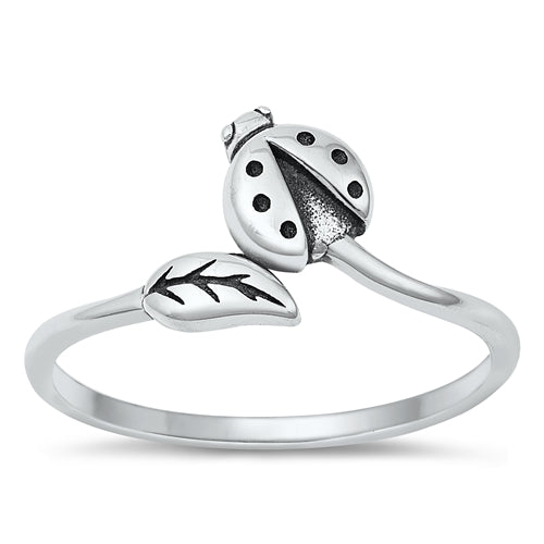 Sterling Silver Oxidized Ladybug Ring