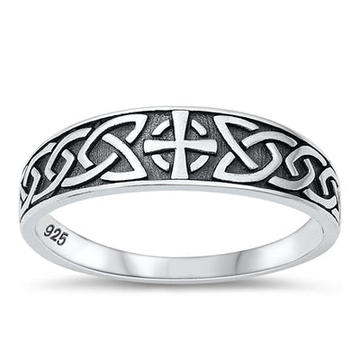 Sterling Silver Oxidized Celtic Cross Ring