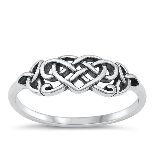 Sterling Silver Oxidized Celtic Heart Ring