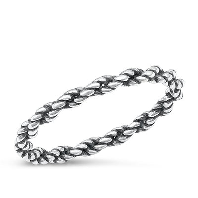 Sterling Silver Oxidized Rope Ring