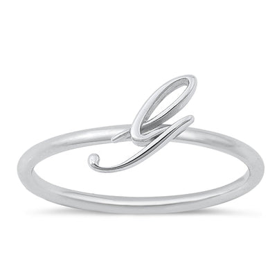 Sterling Silver Rhodium Plated Alphabet G Ring