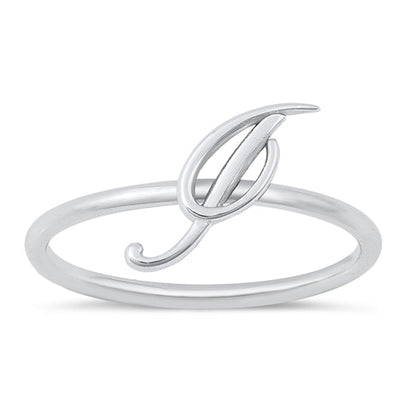 Sterling Silver Rhodium Plated Alphabet I Ring