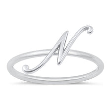 Load image into Gallery viewer, Sterling Silver Rhodium Plated Alphabet N Ring