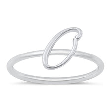 Load image into Gallery viewer, Sterling Silver Rhodium Plated Alphabet O Ring