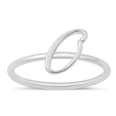 Sterling Silver Rhodium Plated Alphabet O Ring
