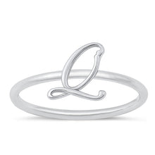 Load image into Gallery viewer, Sterling Silver Rhodium Plated Alphabet Q Ring