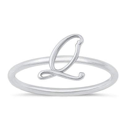 Sterling Silver Rhodium Plated Alphabet Q Ring