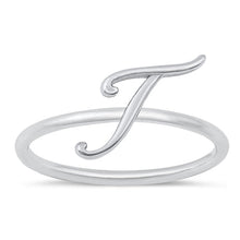 Load image into Gallery viewer, Sterling Silver Rhodium Plated Alphabet T Ring
