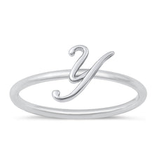 Load image into Gallery viewer, Sterling Silver Rhodium Plated Alphabet Y Ring