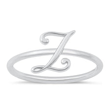 Load image into Gallery viewer, Sterling Silver Rhodium Plated Alphabet Z Ring