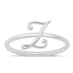Sterling Silver Rhodium Plated Alphabet Z Ring