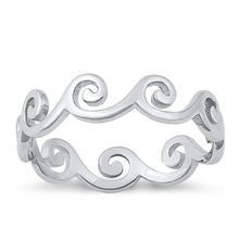 Load image into Gallery viewer, Sterling Silver Rhodium Plated Waves Ring