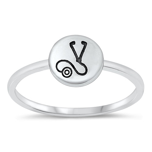 Sterling Silver Oxidized Stethoscope Ring