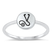 Load image into Gallery viewer, Sterling Silver Oxidized Stethoscope Ring