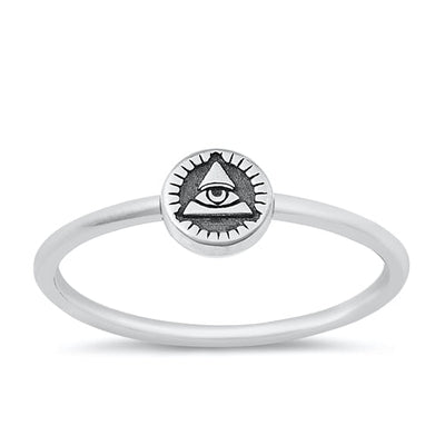 Sterling Silver Oxidized Eye Of Providence Ring