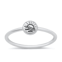 Sterling Silver Oxidized Ocean And Sunset Ring