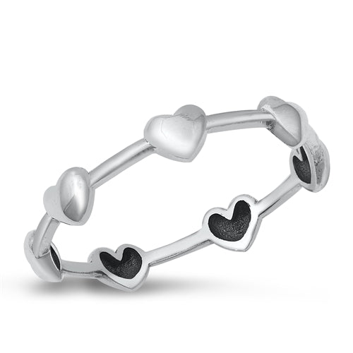 Sterling Silver Oxidized Hearts Ring
