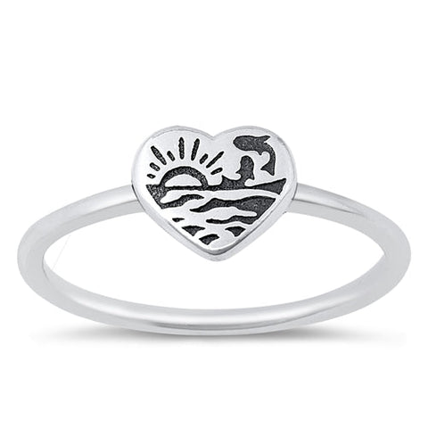 Sterling Silver Oxidized Beach Sunset Ring
