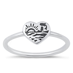 Sterling Silver Oxidized Beach Sunset Ring