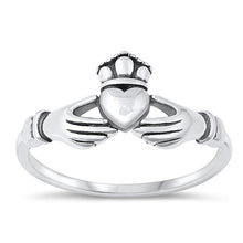 Load image into Gallery viewer, Sterling Silver Oxidized Claddagh Ring