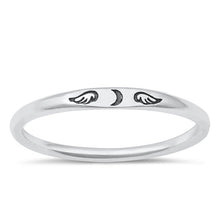 Load image into Gallery viewer, Sterling Silver Oxidized Moon and Wings Ring