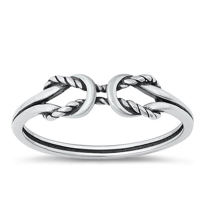 Sterling Silver Oxidized Rope Knot Ring