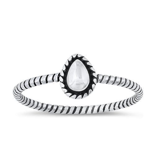 Sterling Silver Oxidized Pear Ring