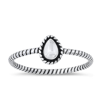 Sterling Silver Oxidized Pear Ring
