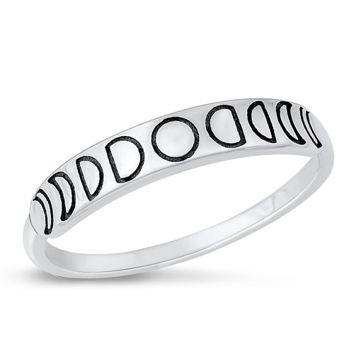 Sterling Silver Oxidized Moon Phase Ring