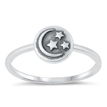 Load image into Gallery viewer, Sterling Silver Oxidized Moon and Stars Ring-8mm