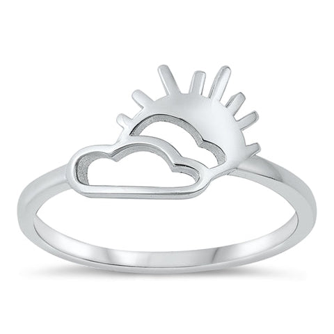Sterling Silver Oxidized Sun and Cloud Ring