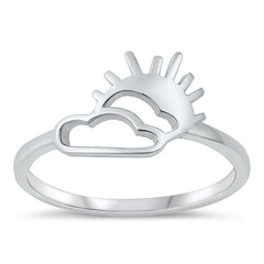 Sterling Silver Oxidized Sun and Cloud Ring