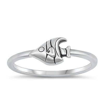 Sterling Silver Oxidized Fish Ring