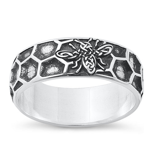 Sterling Silver Oxidized Celtic Bee Ring