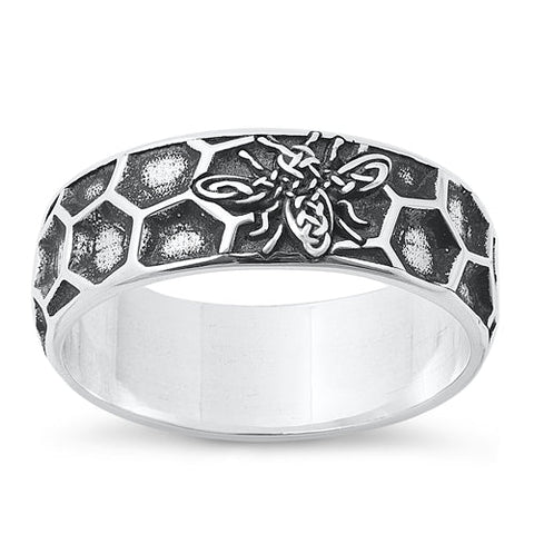 Sterling Silver Oxidized Celtic Bee Ring