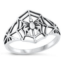 Load image into Gallery viewer, Sterling Silver Oxidized Spider and Web Ring