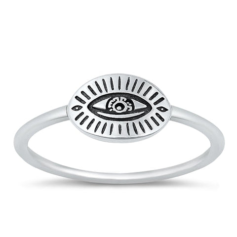 Sterling Silver Oxidized Eye Ring-7.6mm