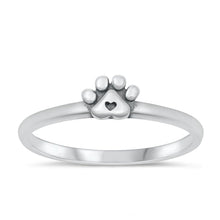 Load image into Gallery viewer, Sterling Silver Oxidized Paw Print and Heart Ring