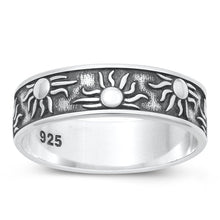 Load image into Gallery viewer, Sterling Silver Oxidized Sun Ring Face Height-6mm