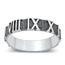 Load image into Gallery viewer, Sterling Silver Oxidized Roman Numerals Ring Face Height-4.8mm