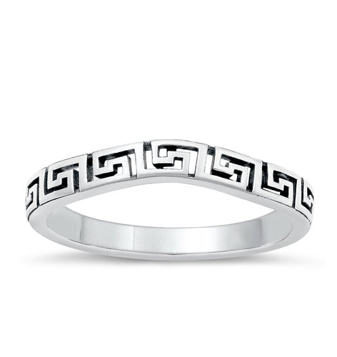 Sterling Silver Oxidized Aztec Style Ring Face Height-3mm