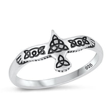 Load image into Gallery viewer, Sterling Silver Oxidized Celtic Bird Plain Ring Face Height-10.6mm