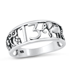 Sterling Silver Oxidized Lucky Plain Ring Face Height-8.7mm